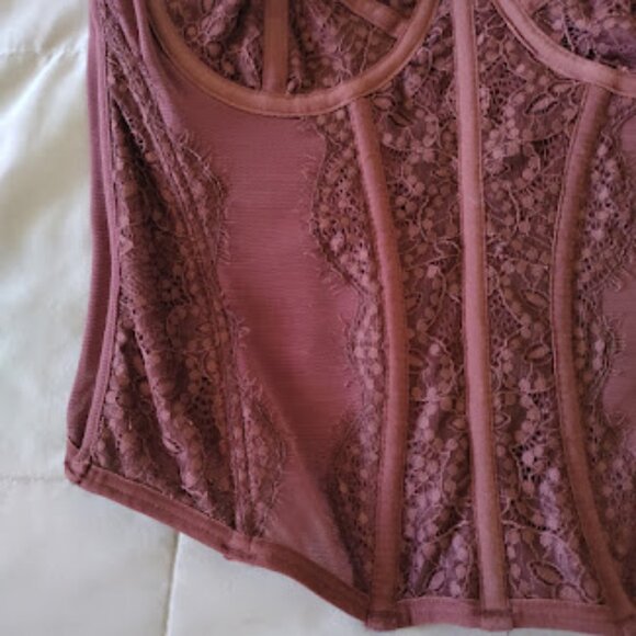 OUT FROM UNDER | Modern Love Chocolate Brown Lace Mesh Sweetheart Corset Urban S - Picture 6 of 15